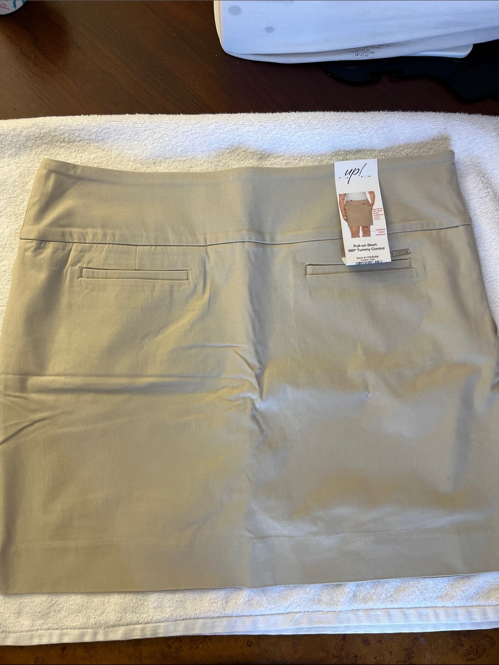 Up! Pull-On Mini Skort in Tan with Tummy Control - Picture 7 of 14